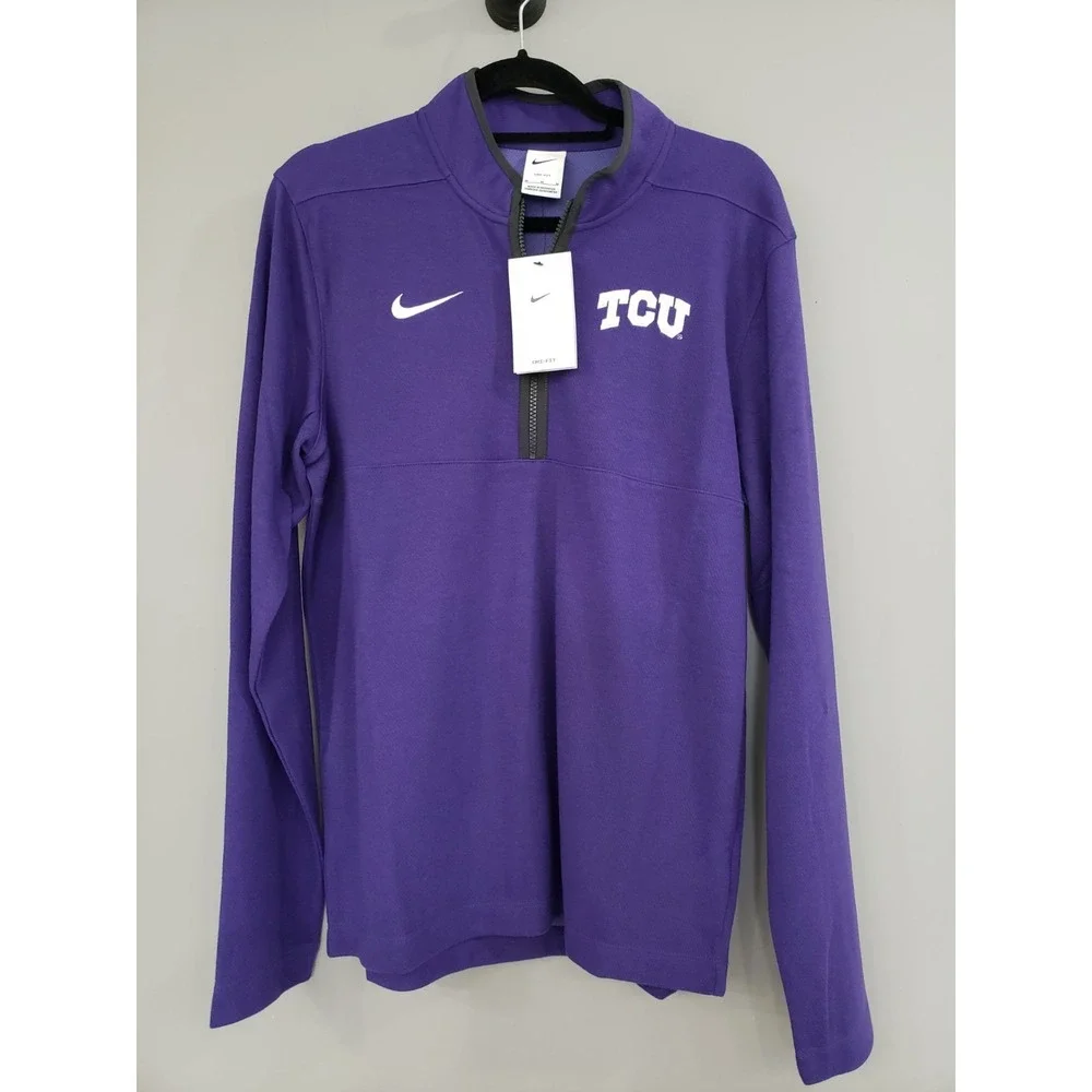 NEW SIZE MEDIUM - TCU Horned Frogs Shirt NCAA Football Nike Quarter Zip Pullover